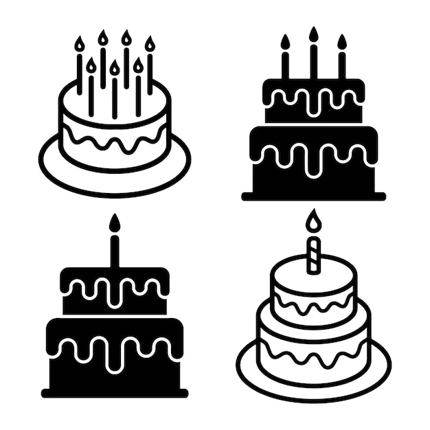 Pastel de cumpleaños colorido con velas encendidas para temas de celebración