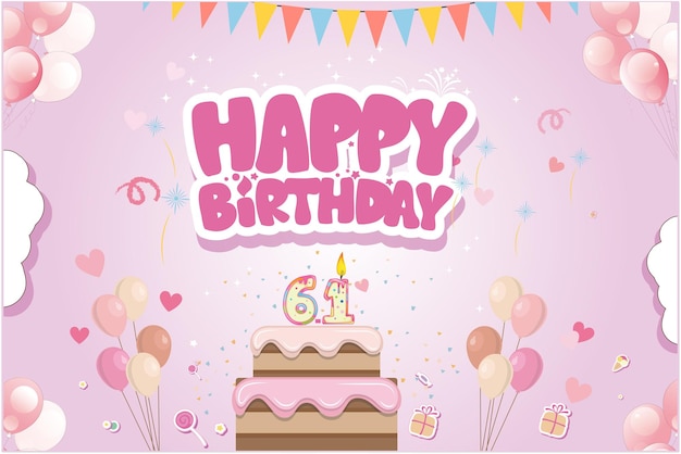 pastel de cumpleaños ilustración diseño plano
