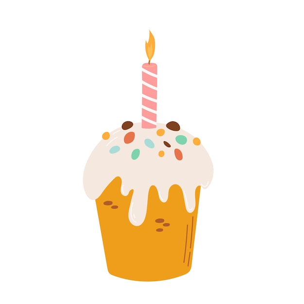 Pastel de cumpleaños con ilustración vectorial de velas