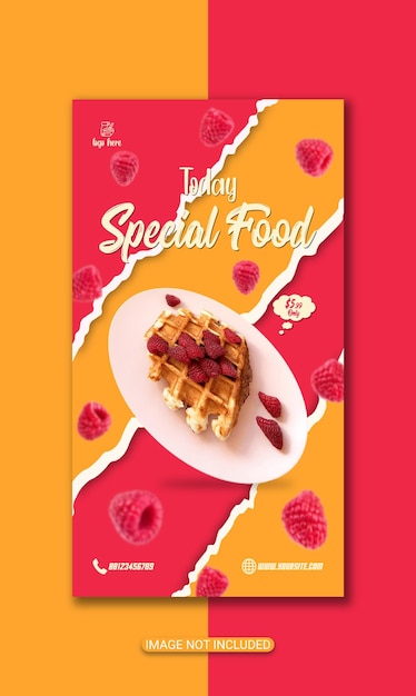 pastel de cumpleaños o menú de comida de panadería y diseño de póster de promoción de comida de Instagram vector premium