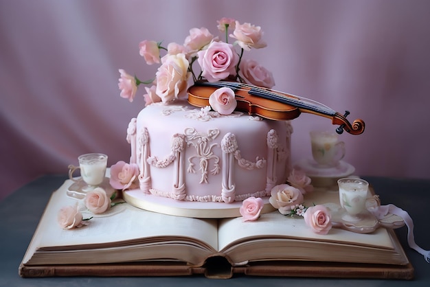 Pastel de cumpleaños rosa para niños