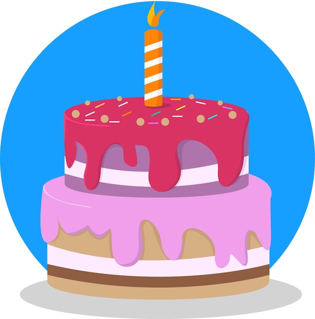 pastel de cumpleaños, vector, plano, estilo