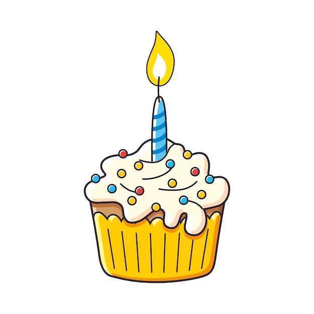 Vector pastel de cumpleaños con vela