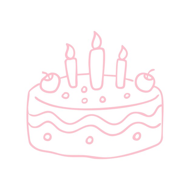 Pastel de cumpleaños con velas y cerezas