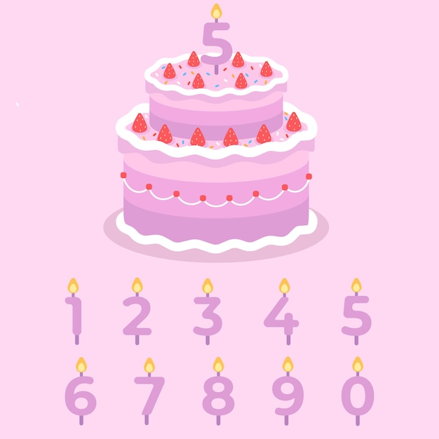 Pastel de cumpleaños con velas en forma de números