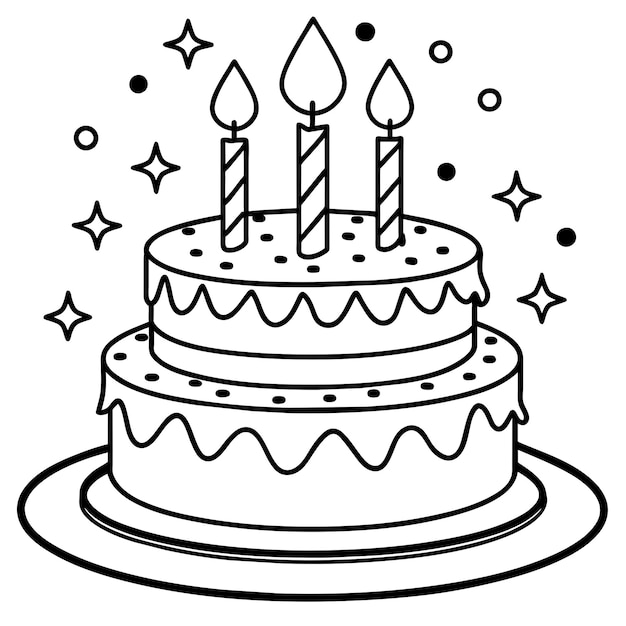 pastel de cumpleaños con velas ilustración aislada en fondo blanco
