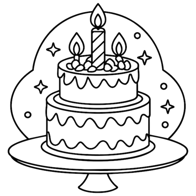 pastel de cumpleaños con velas ilustración aislada en fondo blanco