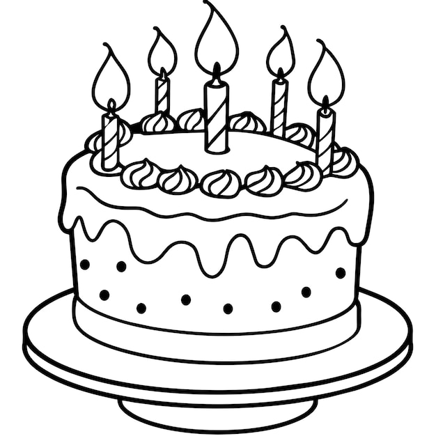 pastel de cumpleaños con velas ilustración aislada en fondo blanco