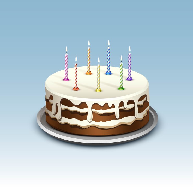 Vector pastel de cumpleaños con velas numerales llama fuego luz.
