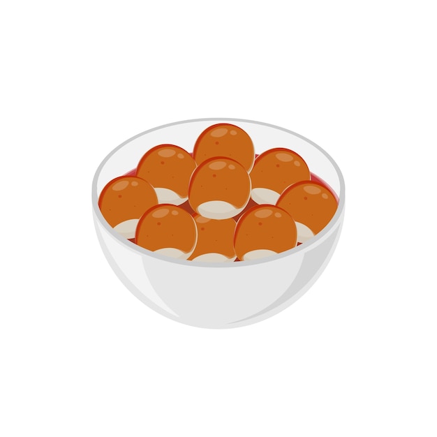 Pastel de dango japonés en un tazón logotipo de ilustración vectorial