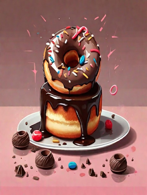 Pastel donuts Choco lava ilustración