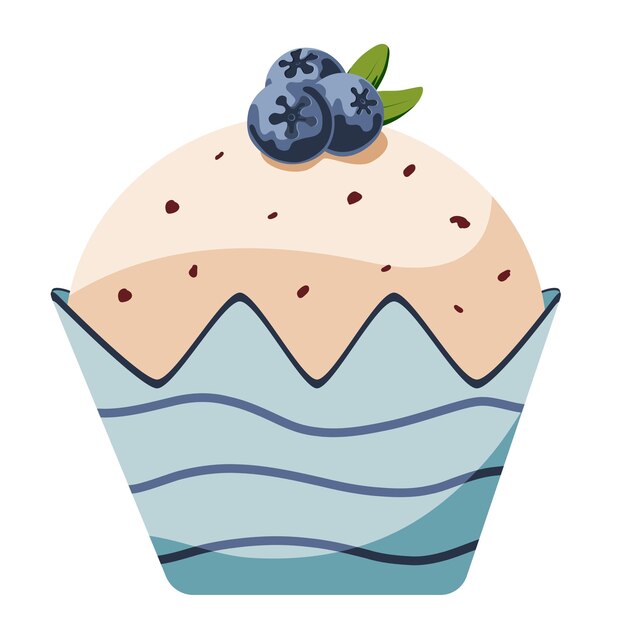 Pastel de elemento lindo de Pascua con ilustración de vector de arándano