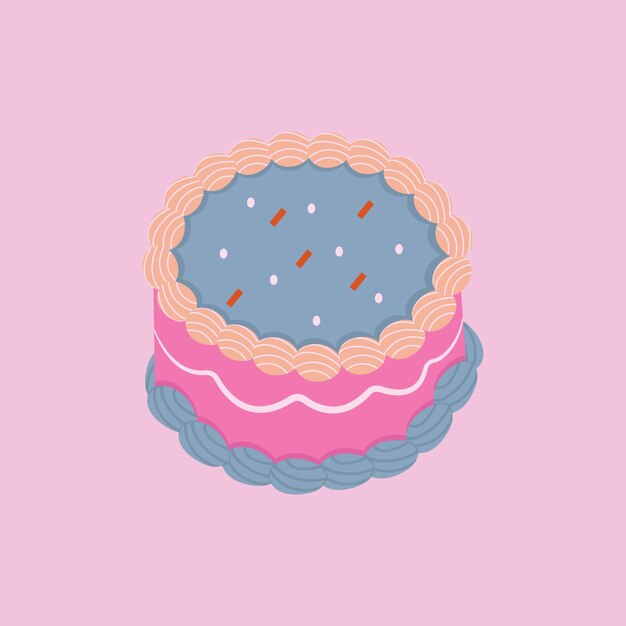 El pastel está dibujado a mano en estilo retro Concepto de celebración fiesta de cumpleaños y boda