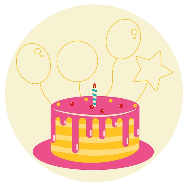 Pastel festivo brillante con globos ilustración vectorial