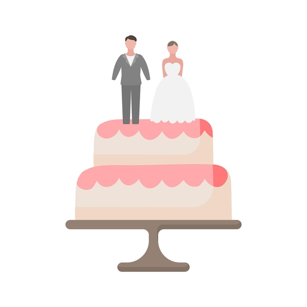 Pastel con figuras de los recién casados