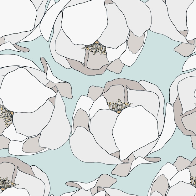 Pastel Flores Floral Dibujado A Mano Dibujo Patrones Sin Fisuras Fondo