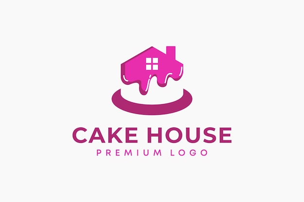 Un pastel con la forma de una casa derretida logo premium vector