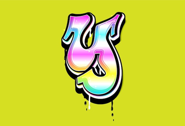 Y pastel graffiti alfabeto vector logo