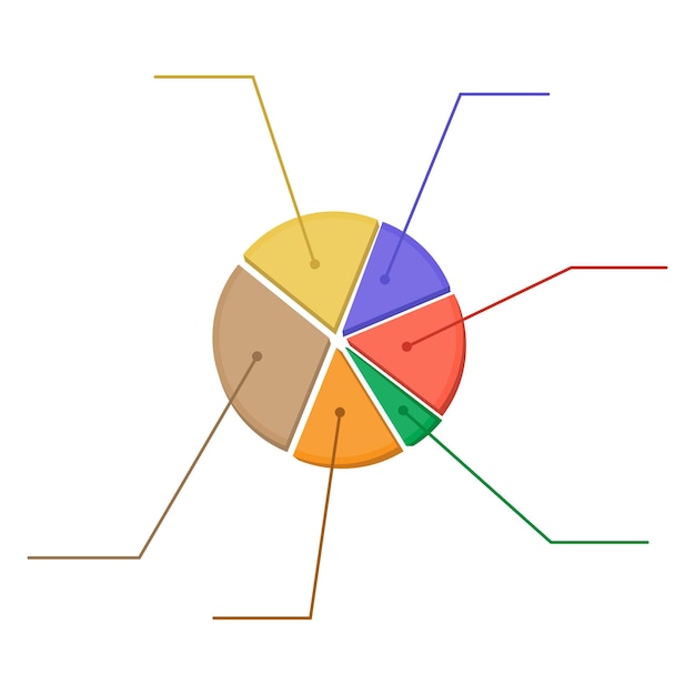 Pastel de gráfico de negocios colorido. Elemento para documentos, informes y presentaciones. Ilustración de vector de estilo plano