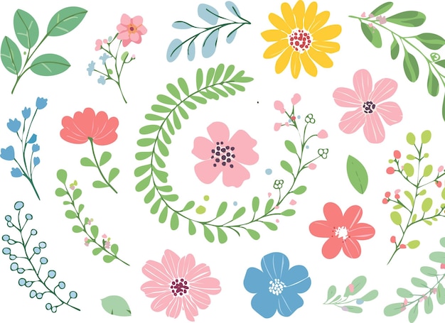 Un pastel de ilustración botánica para la primavera y el verano