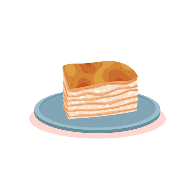 Pastel de leche puff con crema cocina búlgara vector de plato de comida nacional Ilustración aislada sobre un fondo blanco