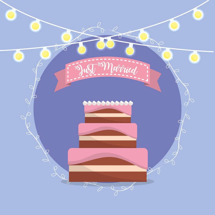 Vector pastel con mensaje recién casado en el diseño de la cinta