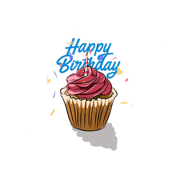 pastel de muffin feliz cumpleaños