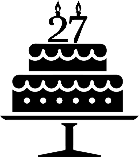 un pastel con el número 27 en él