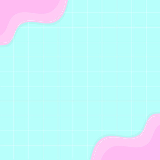 Pastel Pink and Blue Grid with Wavy Curves