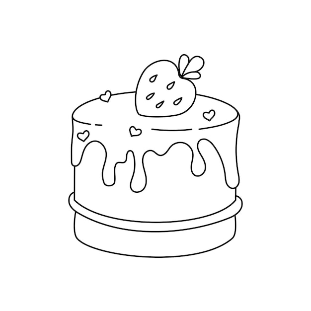 Pastel postre doodle Libro para colorear con ilustración vectorial para niños