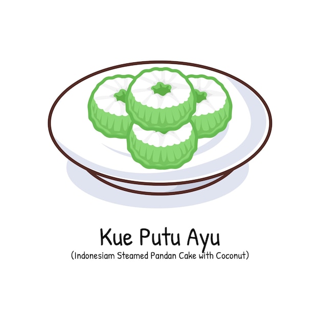 Pastel de putu ayu o pastel de pandan al vapor con coco Comida tradicional indonesia