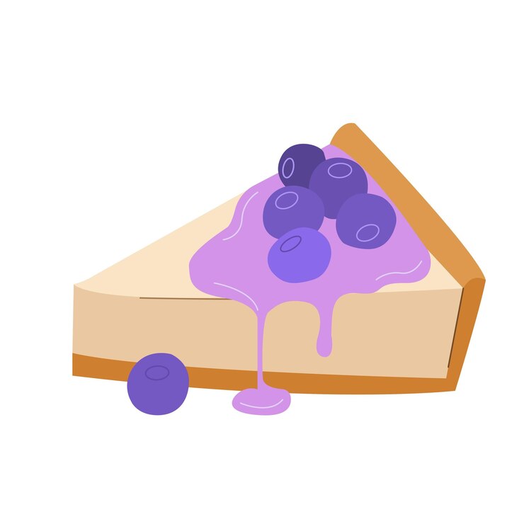 Vector pastel de queso con arándanos y rebanada de mermelada