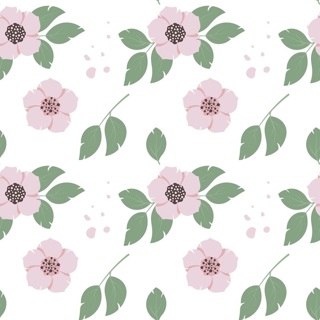 Vector pastel rosa verde floral de patrones sin fisuras con flores de primavera flor ilustración vectorial