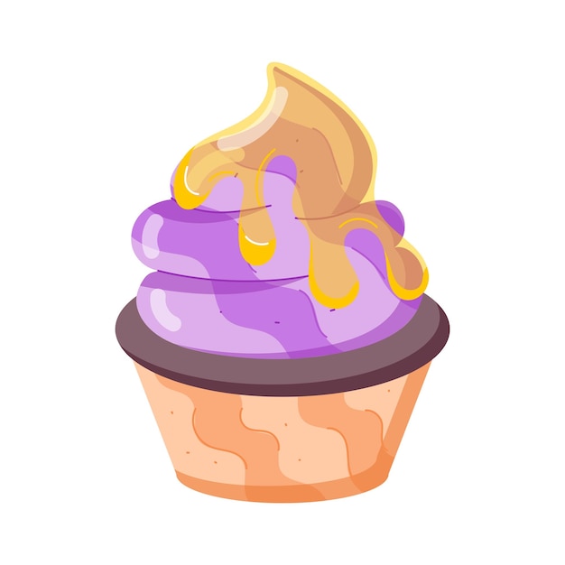 un pastel con una tapa púrpura que dice helado