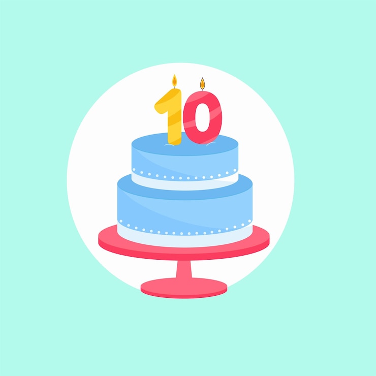 Vector pastel de vacaciones con una vela de diez años ilustración vectorial