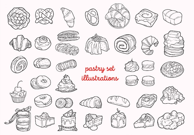 Pastelería set ilustraciones