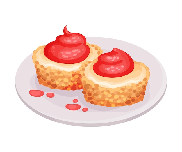 Vector pasteles dulces con crema de bayas como ilustración vectorial de postres cubanos