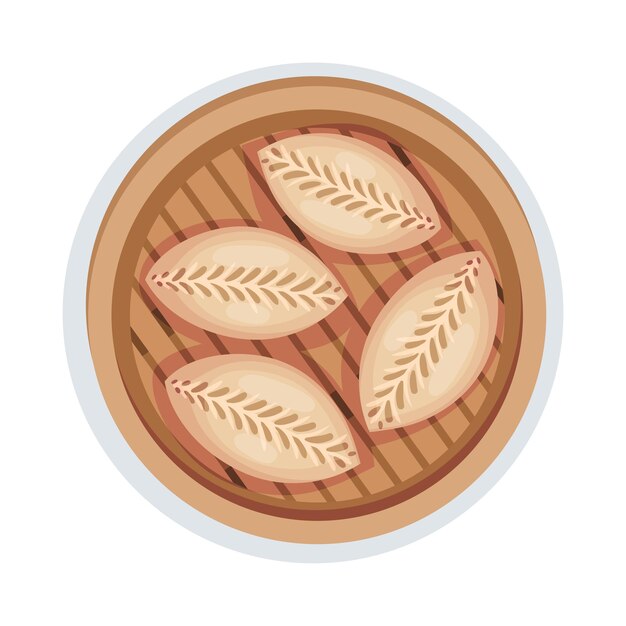Pasteles de patata servidos en una placa de madera Ilustración vectorial