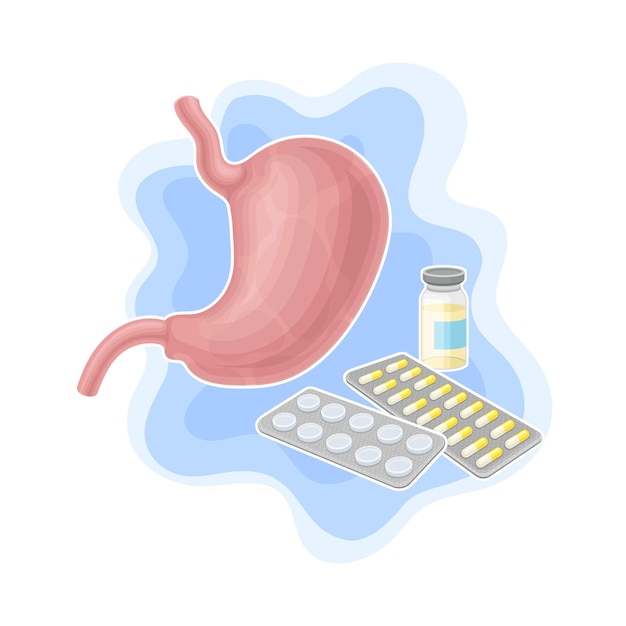 Vector pastillas en blister y estómago como composición del vector del órgano donante