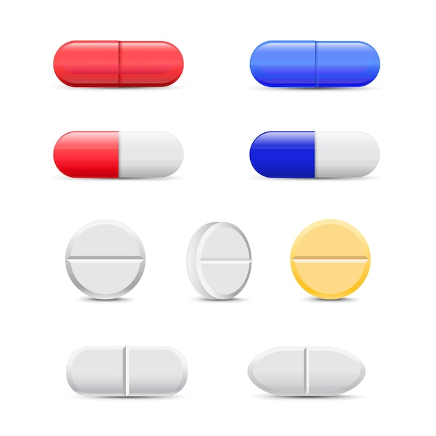 Pastillas y cápsulas de color