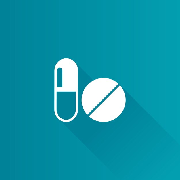 Pastillas color plano icono larga sombra vector ilustración
