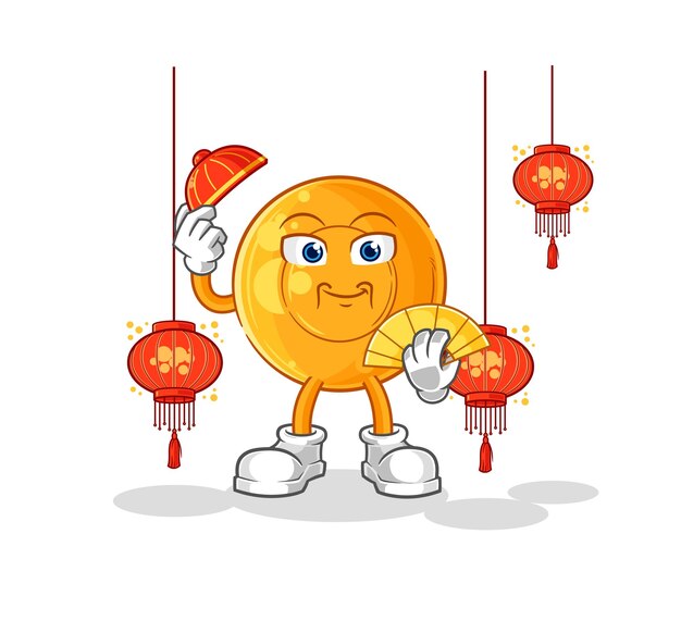 Pastillas para la garganta chinas con vector de caracteres de ilustración de linternas