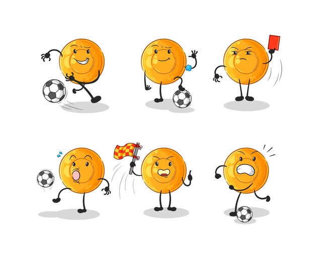 Pastillas para la garganta grupo de fútbol personaje de dibujos animados mascota vector