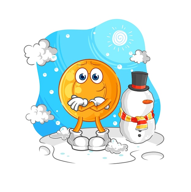 Pastillas para la garganta en vector de mascota de dibujos animados de personaje de invierno frío