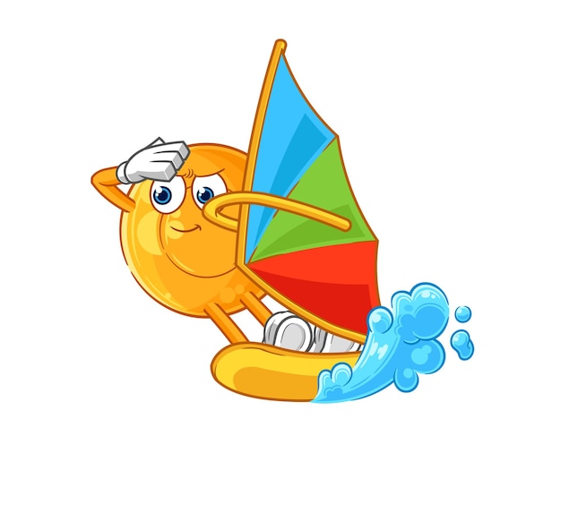 Pastillas para la garganta windsurf personaje mascota vector