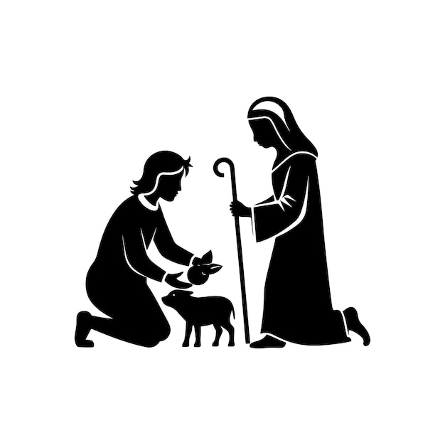 Los pastores se arrodillan junto al Niño Jesús en la Natividad tradicional