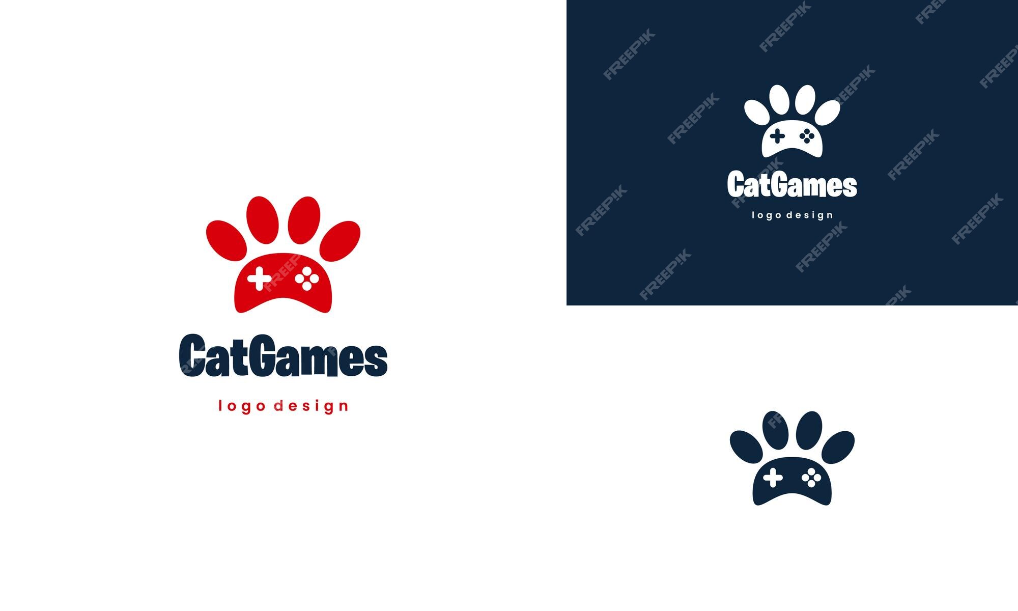 Bañera Usando una computadora Hostil La pata se combina con el concepto del logotipo del juego del gato del  logotipo del controlador de juegos | Vector Premium