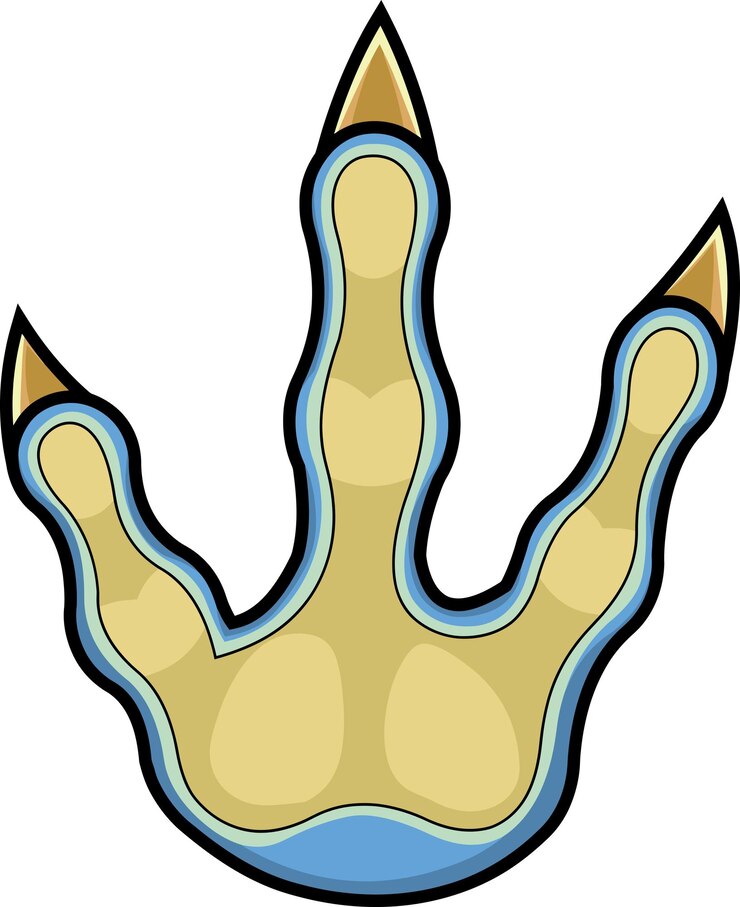 Vector pata de dinosaurio allosaurus inferior con garras imprimir diseño de logotipo vector ilustración dibujada a mano