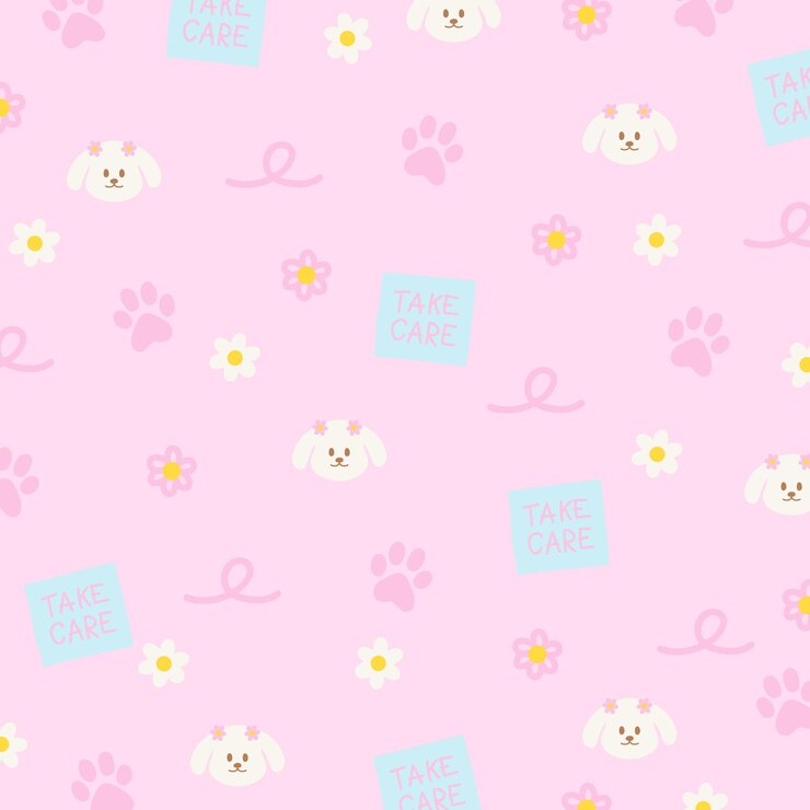 Pata de flor de cachorro sobre fondo rosa para papel tapiz de mascota, plantilla de anuncio de papel de regalo con estampado de tela para perros