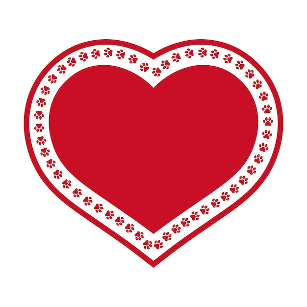 La pata en forma de corazón se imprime en rojo